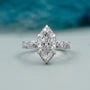 Vintage Inspired Marquise Diamond Ring in White Gold IGI Certified