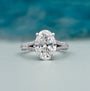Oval Cut Engagement Ring with pave diamond band in white gold