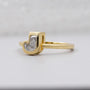 Lab grown diamond J initial ring