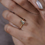 Elegant J shape ring front view yellow gold
