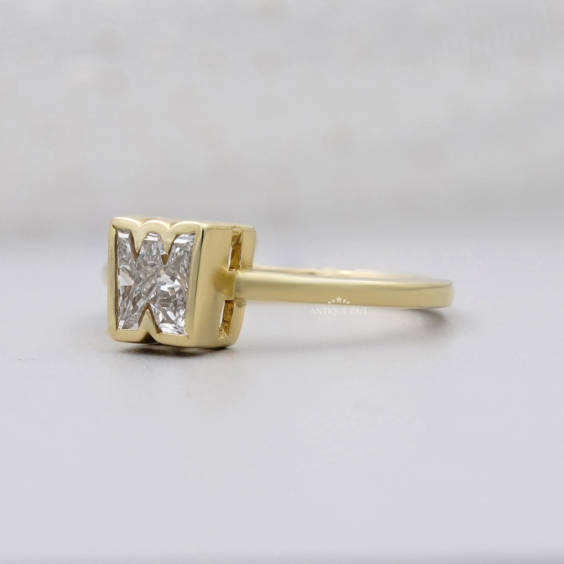 Personalized W alphabet lab grown diamond ring design