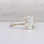 Oval solitaire diamond ring with hidden halo
