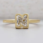 N letter ring lab grown diamond bezel yellow gold