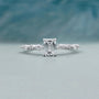 Emerald Cut Engagement Ring with Pave Diamond Band in White Gold IGI Certified