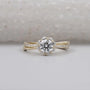 Round Cut Engagement Ring Floral Halo with Twisted Band Vintage Wedding Ring IGI Certified