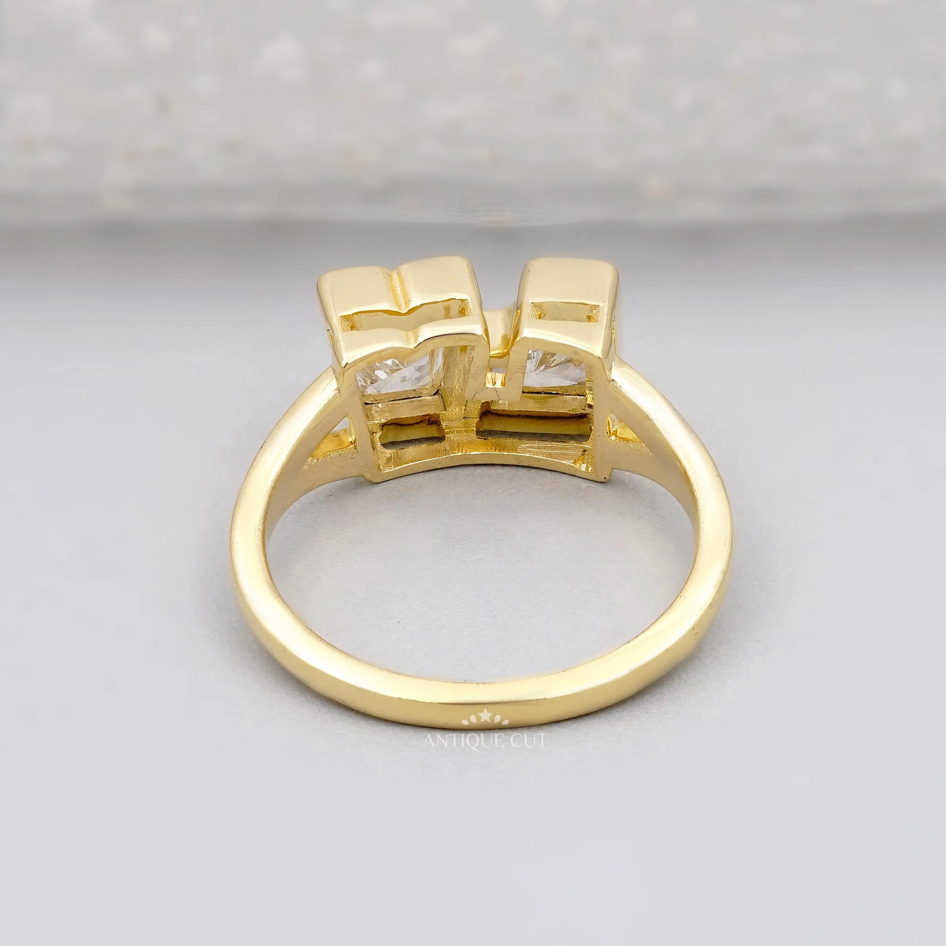 Personalized gold LV letter ring
