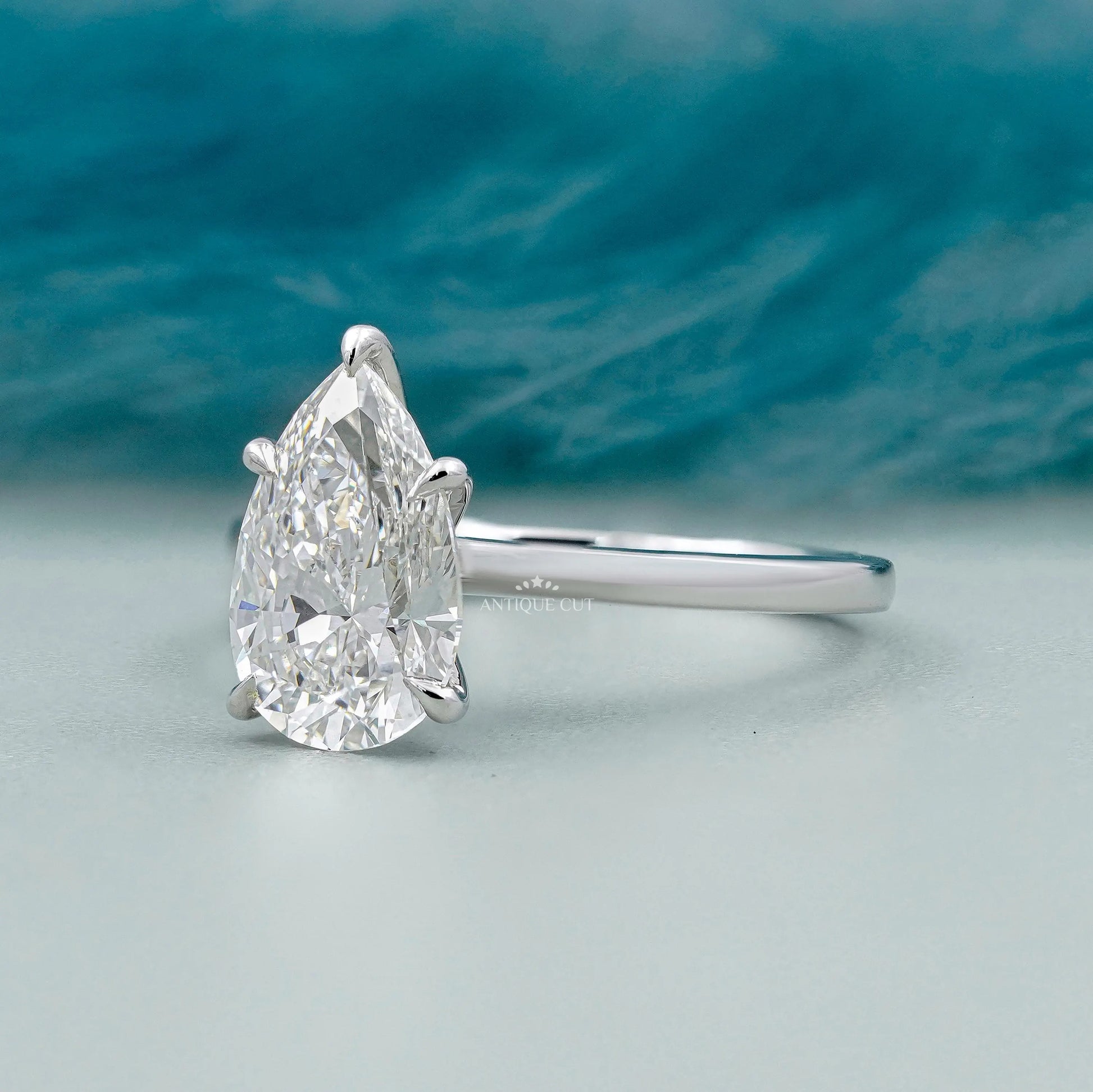 Antique Cut pear diamond ring