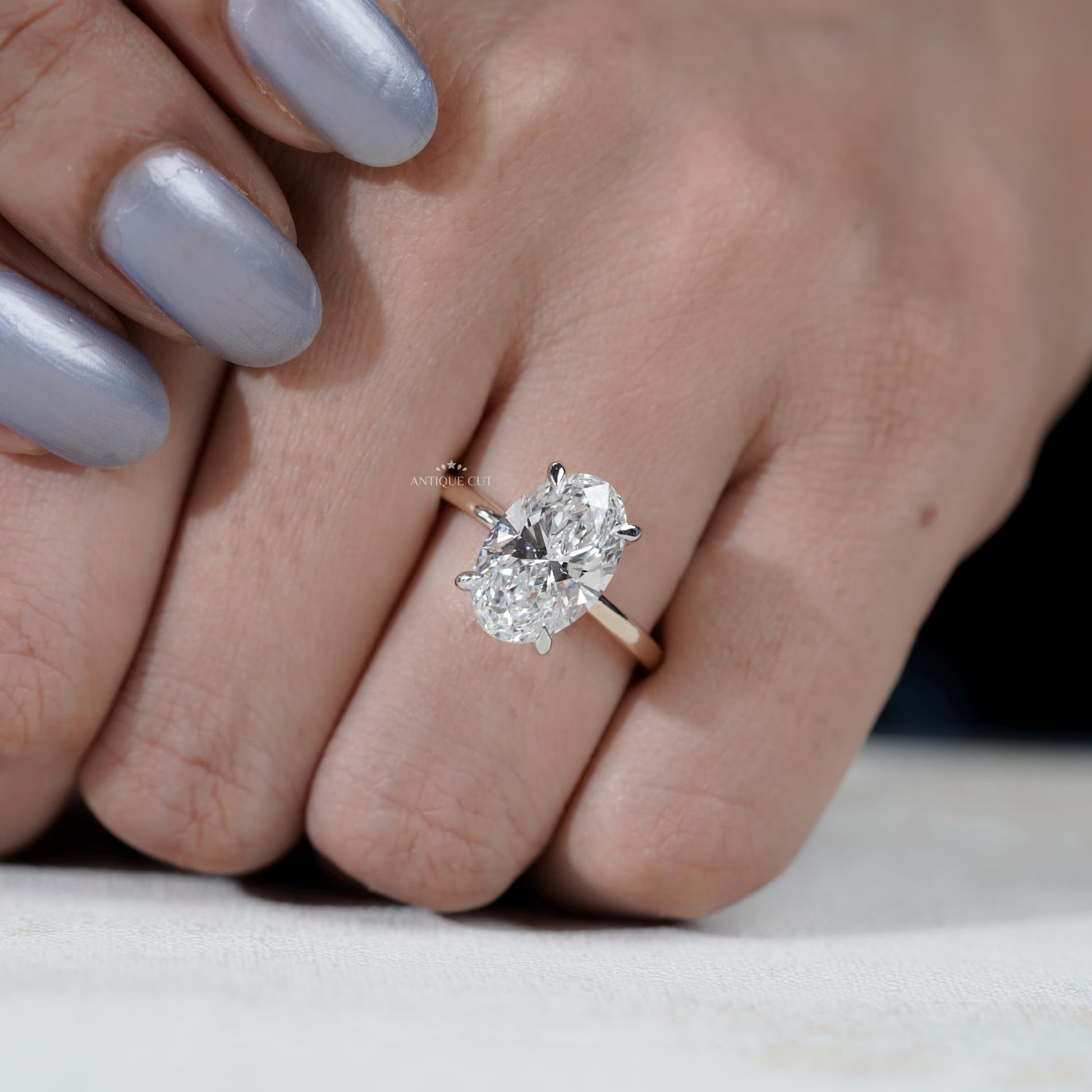 Luxury oval cut diamond ring close-up