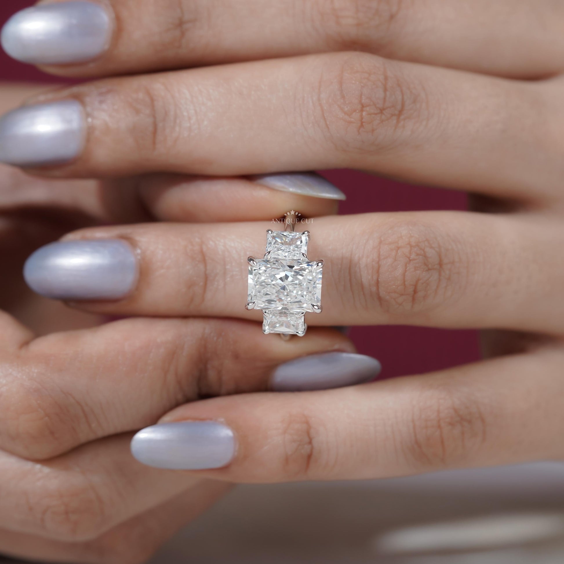 Close-up radiant cut diamond brilliance