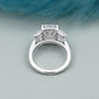 Three stone engagement ring radiant center diamond