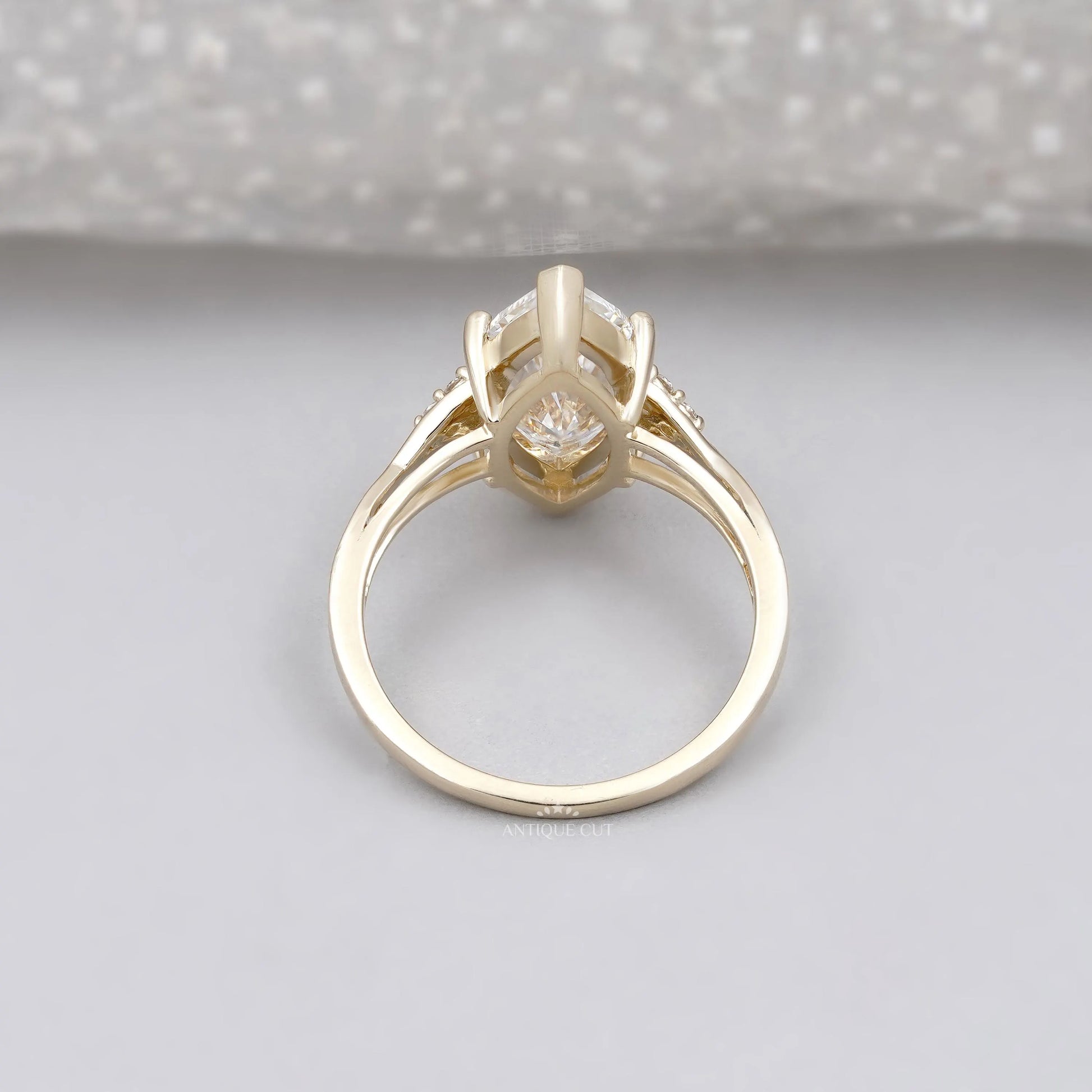 Vintage inspired marquise cut diamond engagement ring