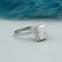 Elegant radiant cut halo diamond ring