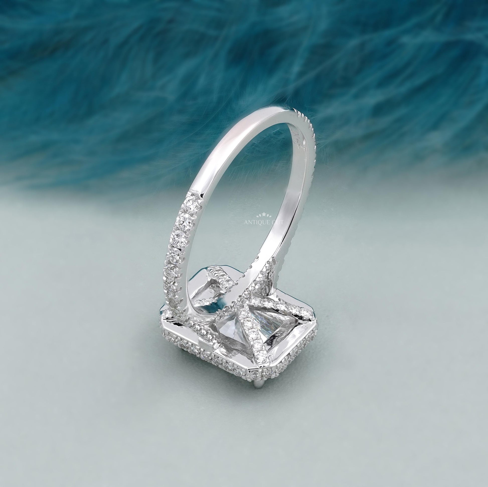 Hidden halo detail under radiant diamond