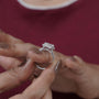 Luxury hidden halo diamond ring close-up