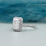 White gold radiant engagement ring close-up