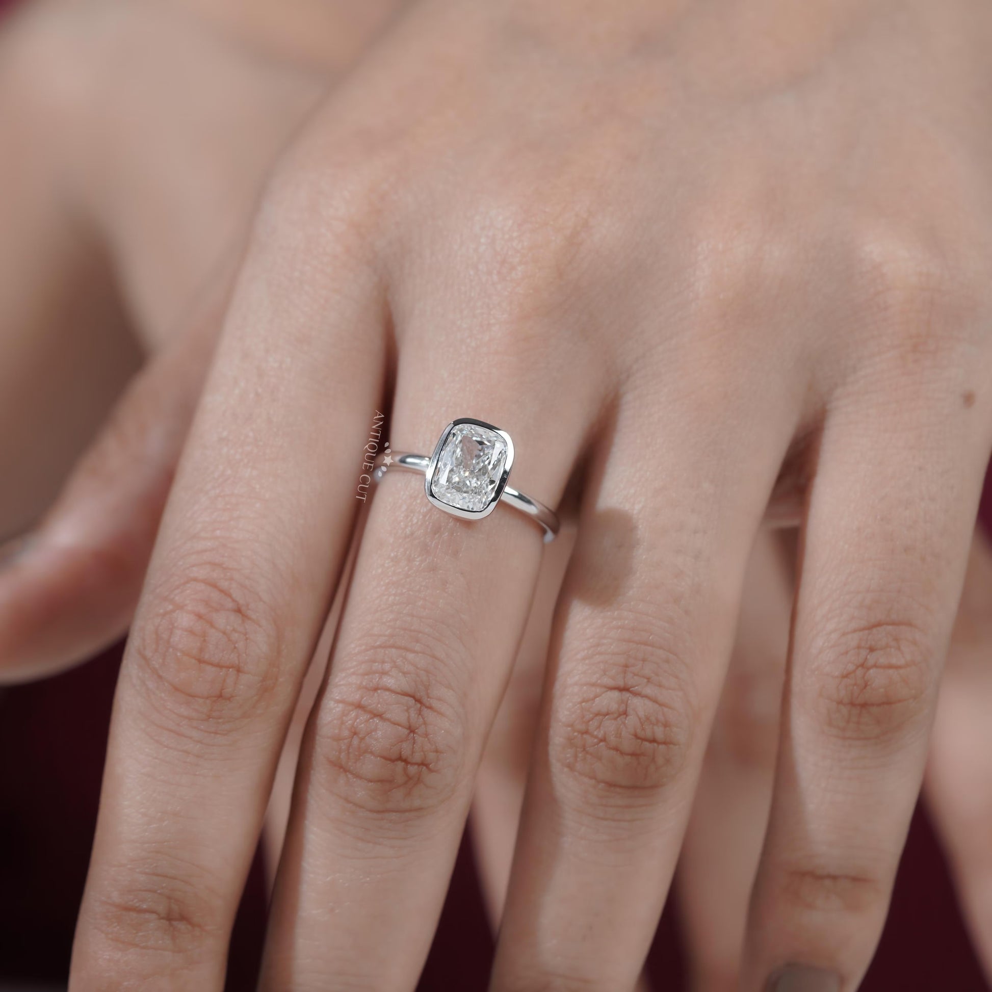Luxury cushion cut solitaire diamond ring