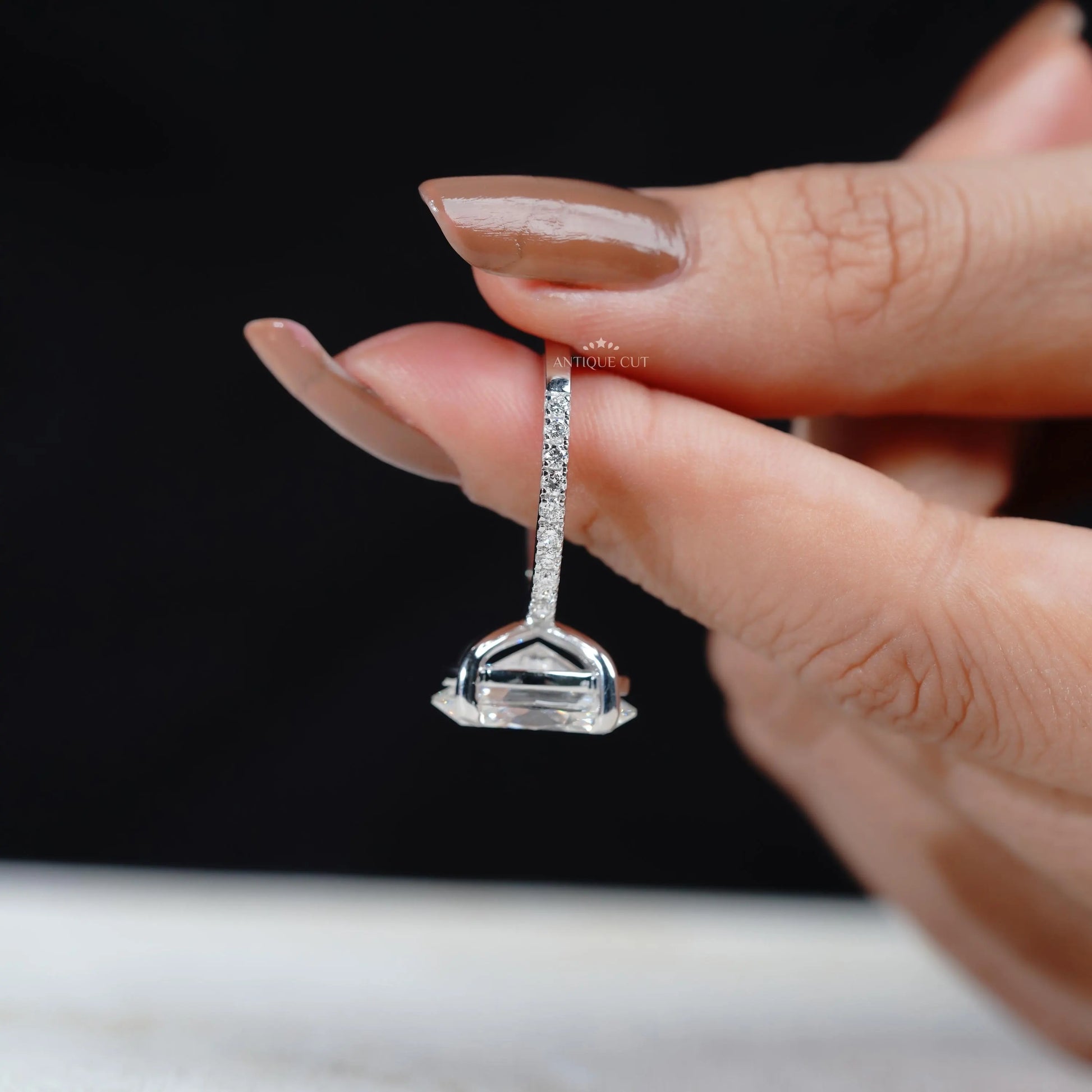 Bridal oval engagement ring white gold