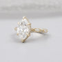 Yellow gold marquise diamond bridal ring with vintage style setting