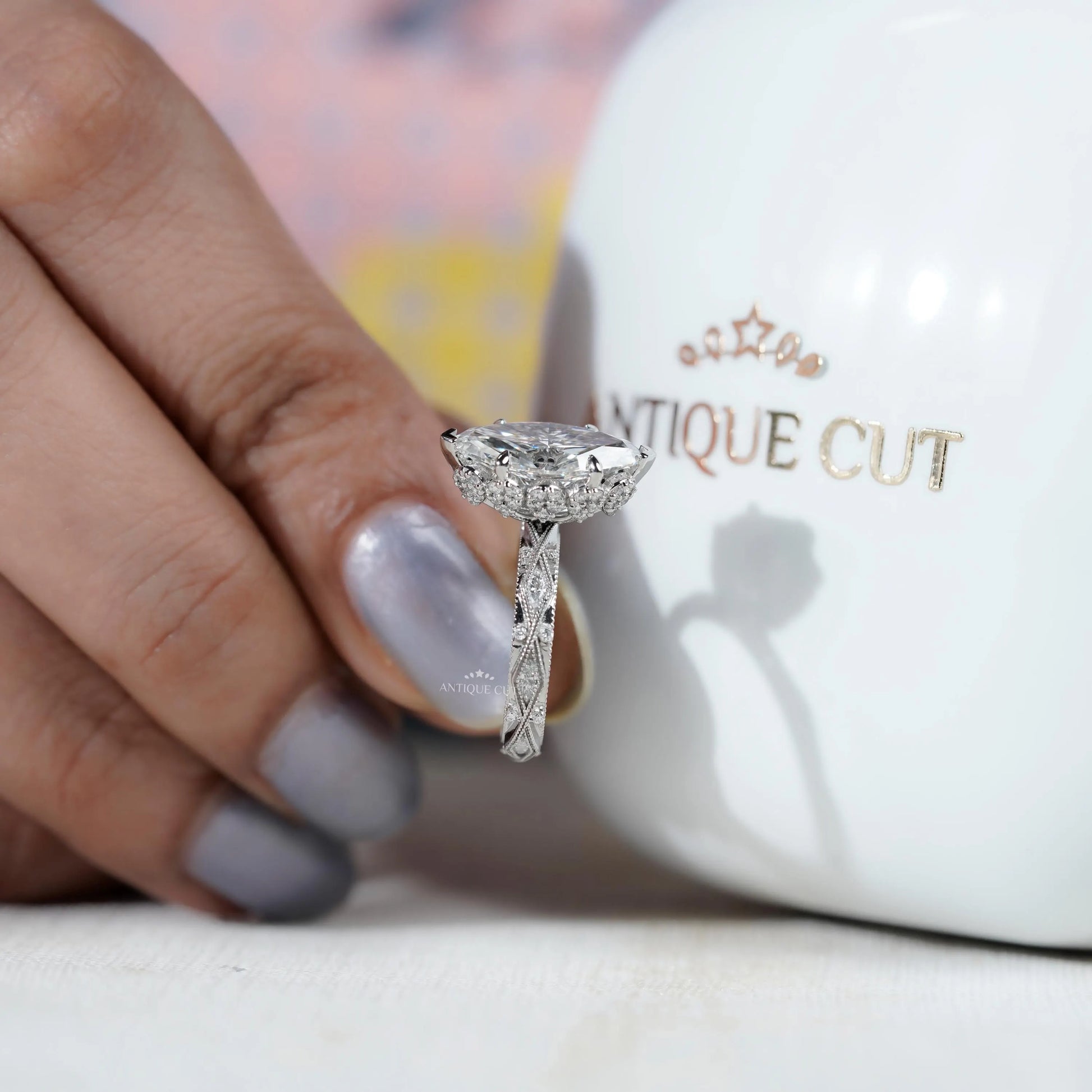 Minimalist vintage marquise cut ring