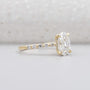 Lab grown oval hidden halo engagement ring