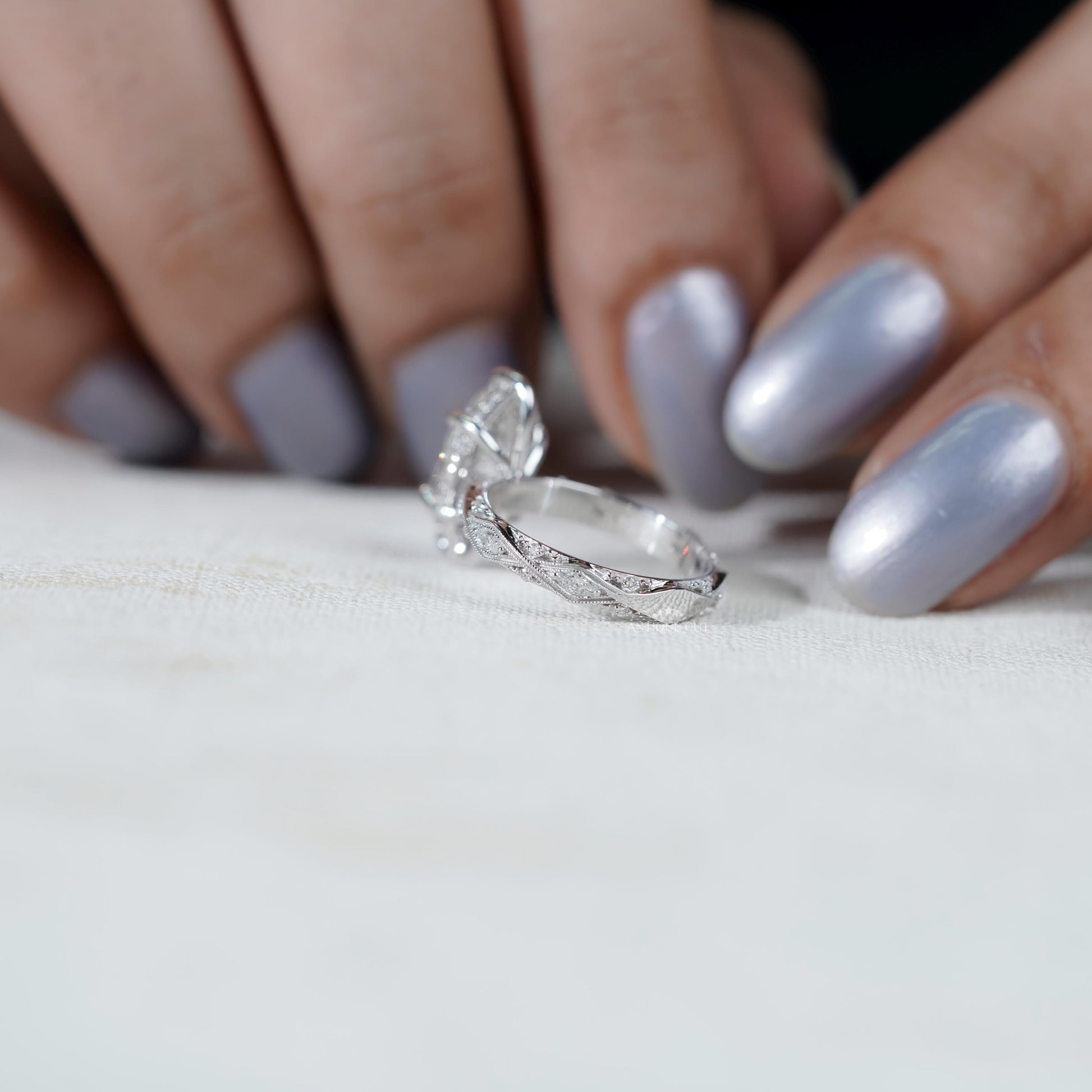Luxury vintage marquise diamond ring by Antiquecut