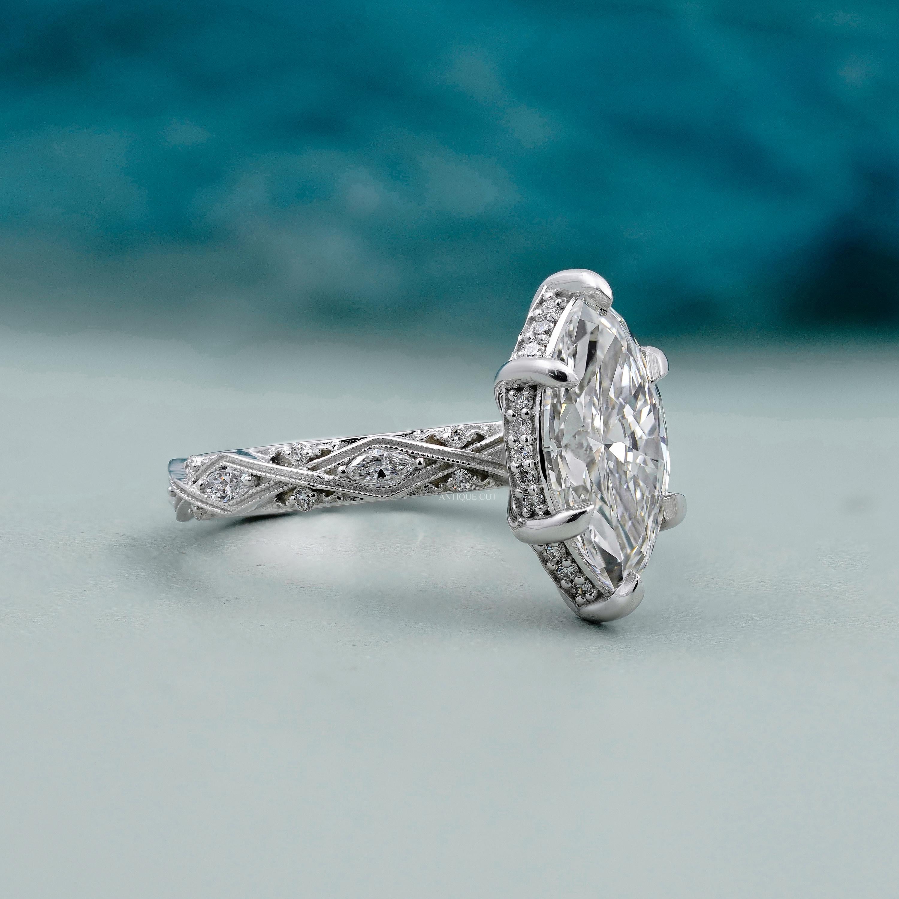 White gold marquise diamond engagement ring design