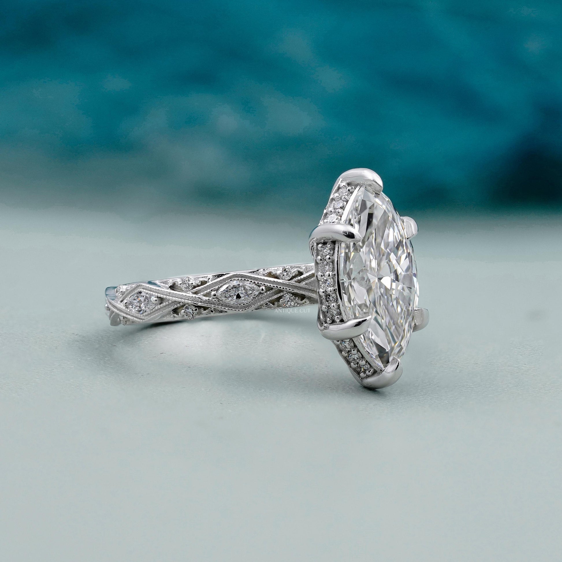 White gold marquise diamond engagement ring design