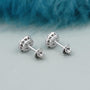 White gold round diamond halo earrings design