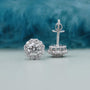 Elegant solitaire diamond halo earrings for women