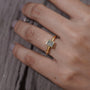 Personalized letter B solitaire diamond ring