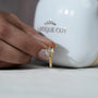 Personalized letter B solitaire diamond ring