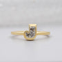 J shape initial design ring in yellow gold