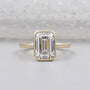 Emerald Engagement Ring Bezel Set Solitaire Diamond in Yellow Gold IGI Certified