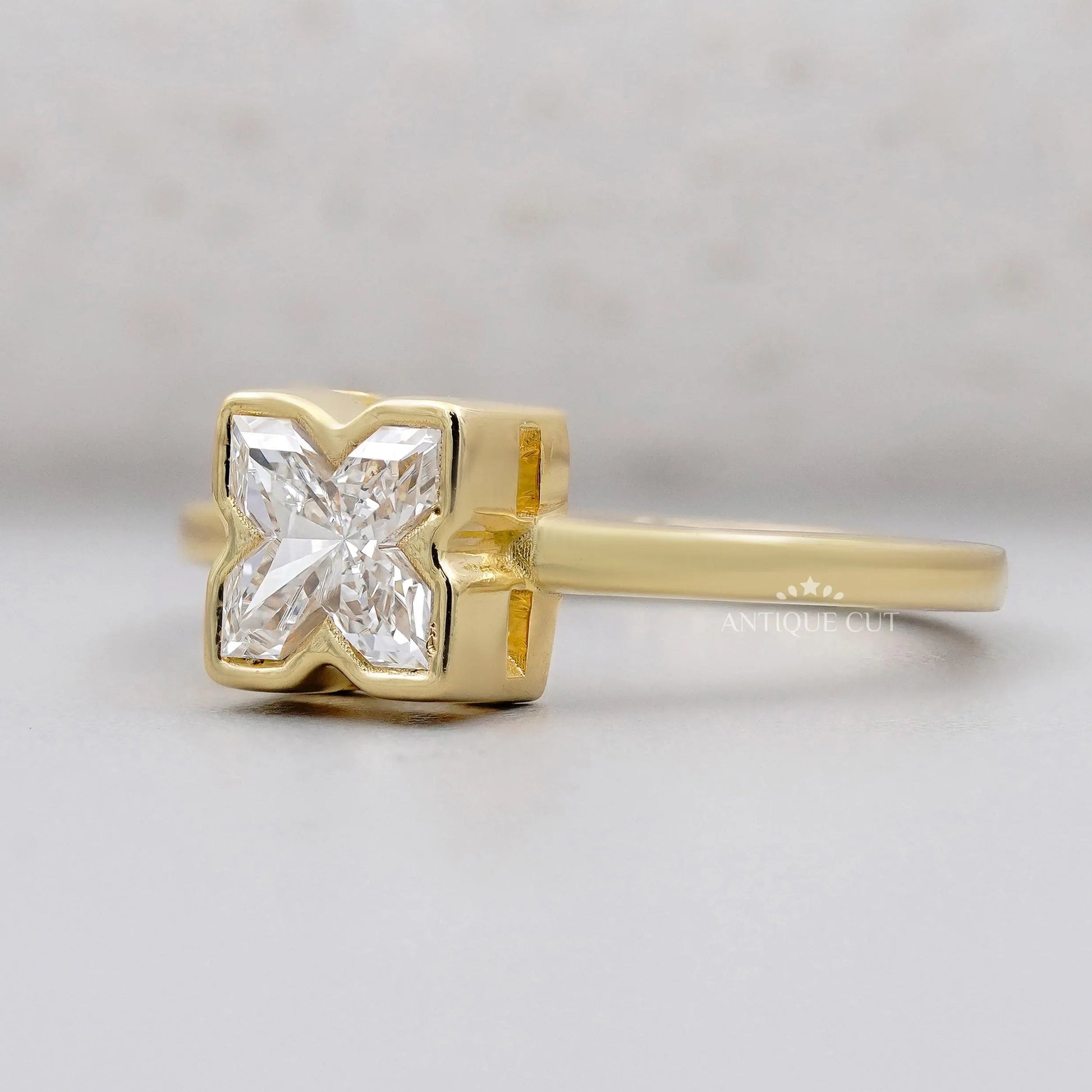 X Letter Diamond Ring with bezel set lab grown diamonds