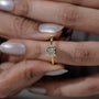 Yellow gold M shape diamond ring top view