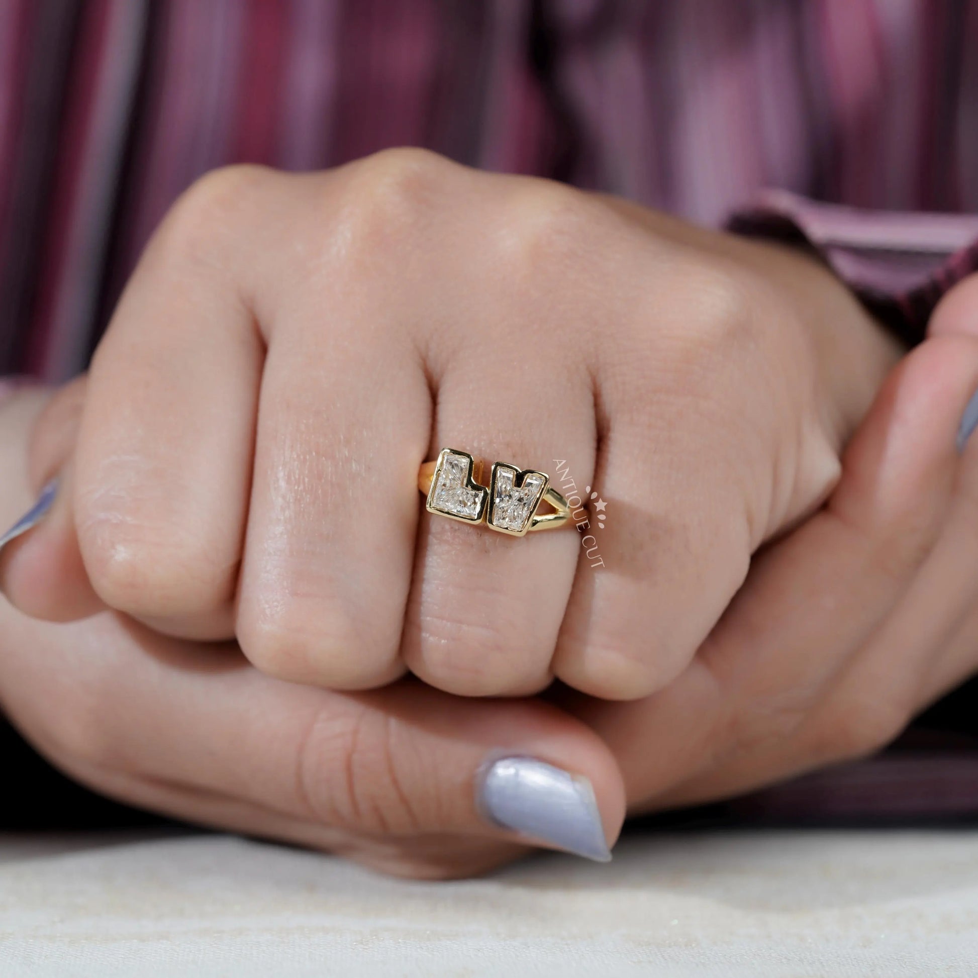 Sustainable lab grown diamond LV ring