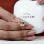 Sustainable emerald cut diamond ring