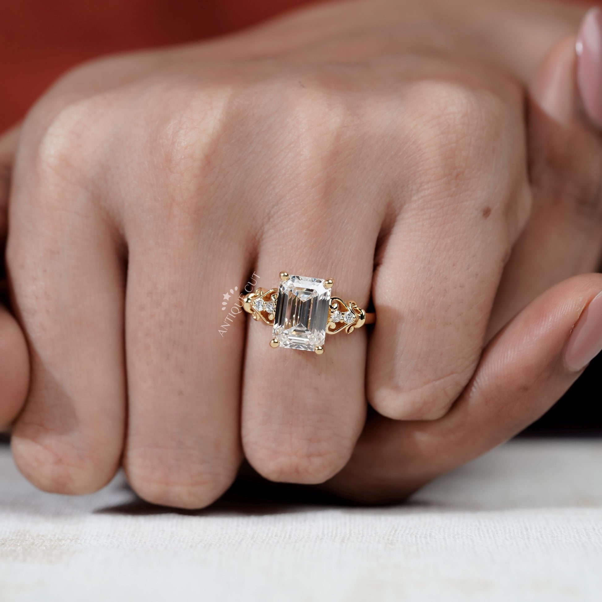 Classic emerald diamond engagement ring