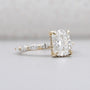Yellow gold cushion engagement ring close-up