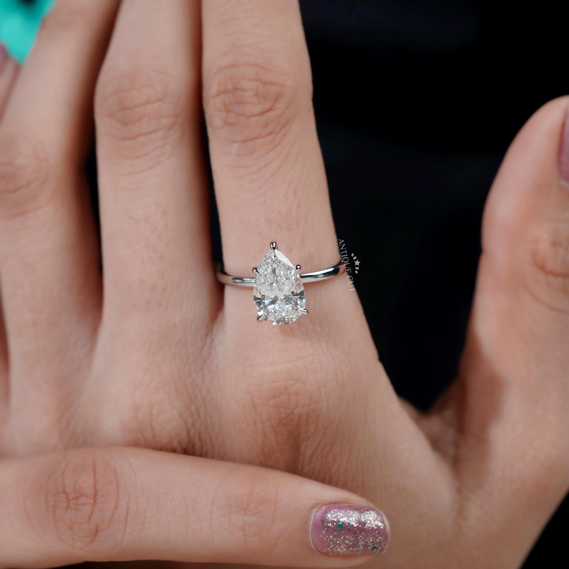 Elegant pear cut engagement ring