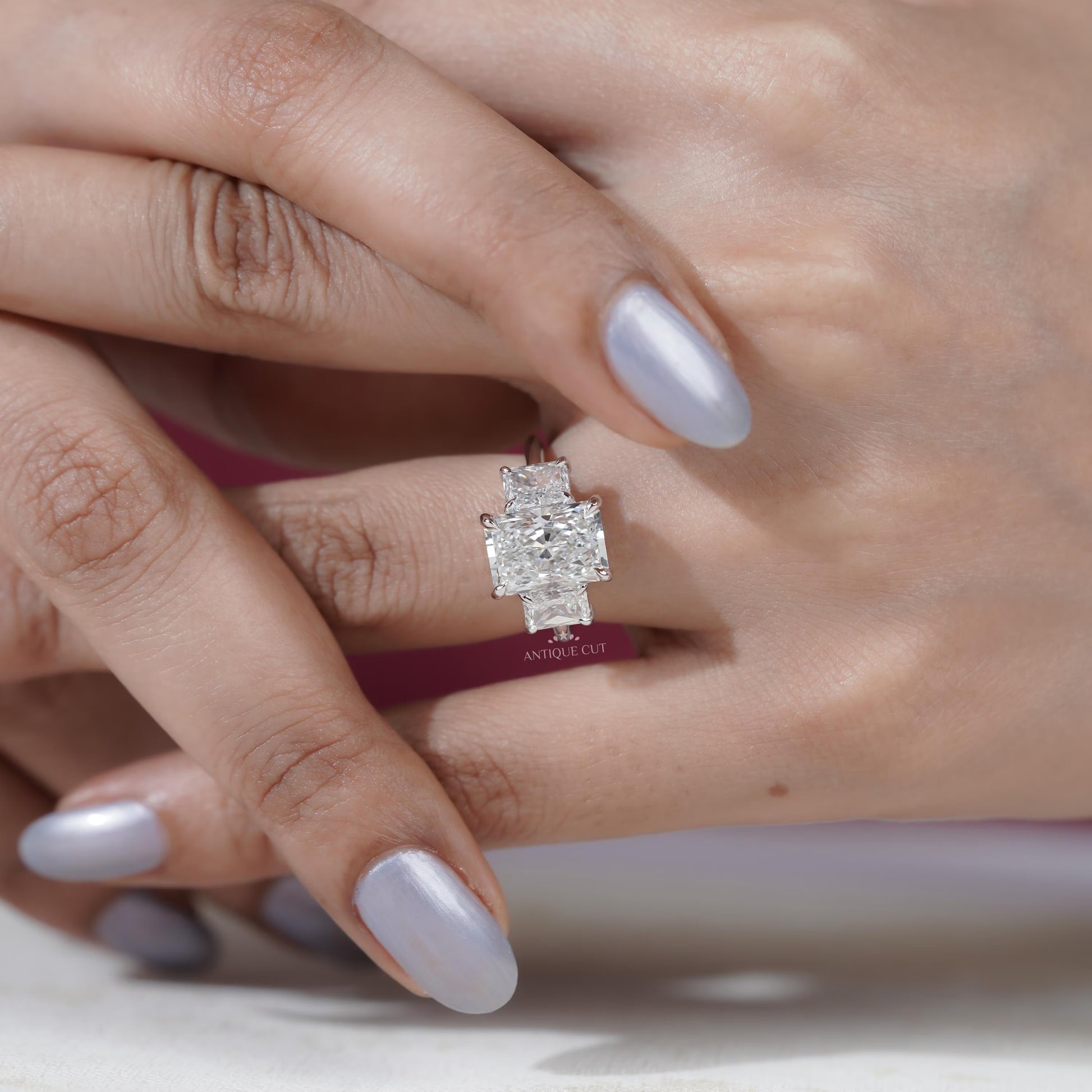 Elegant white gold radiant engagement ring