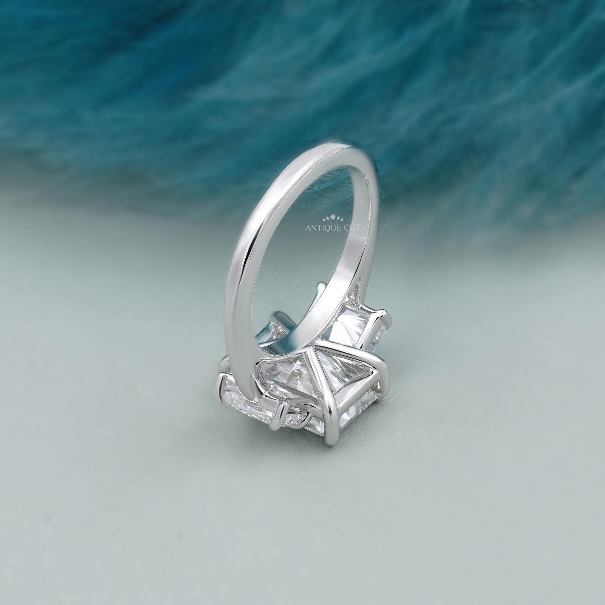 Elegant radiant cut diamond ring white gold