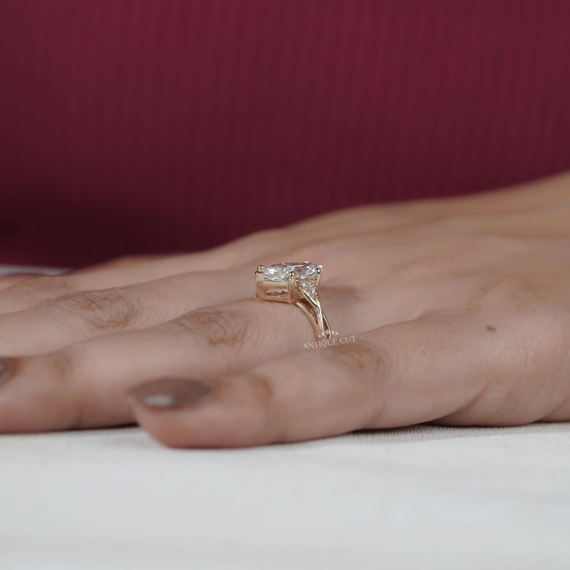 Luxury vintage marquise diamond ring by Antiquecut