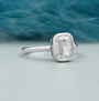 Solitaire diamond ring cushion cut close-up