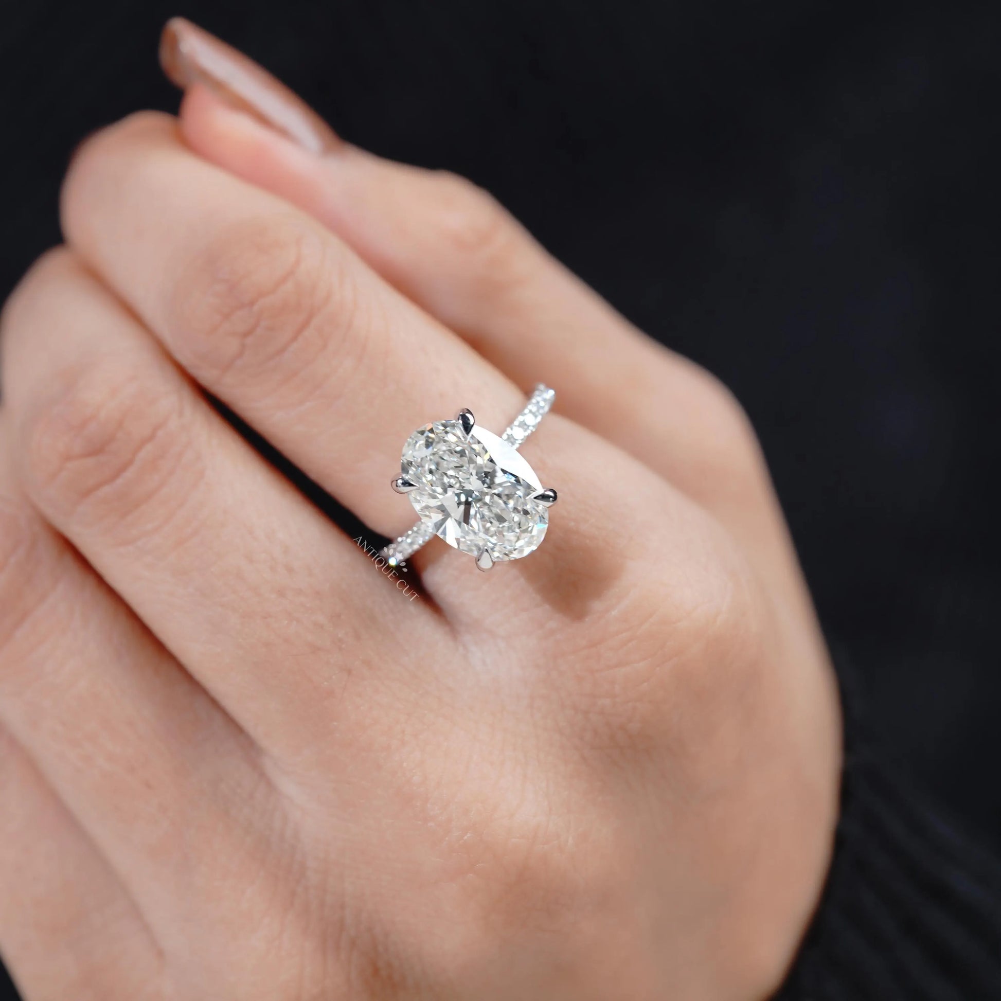 Close-up oval diamond brilliance