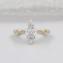Marquise Cut Engagement Ring Vintage Inspired Diamond Band in Yellow Gold IGI Certified