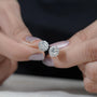 White gold round diamond halo earrings for women
