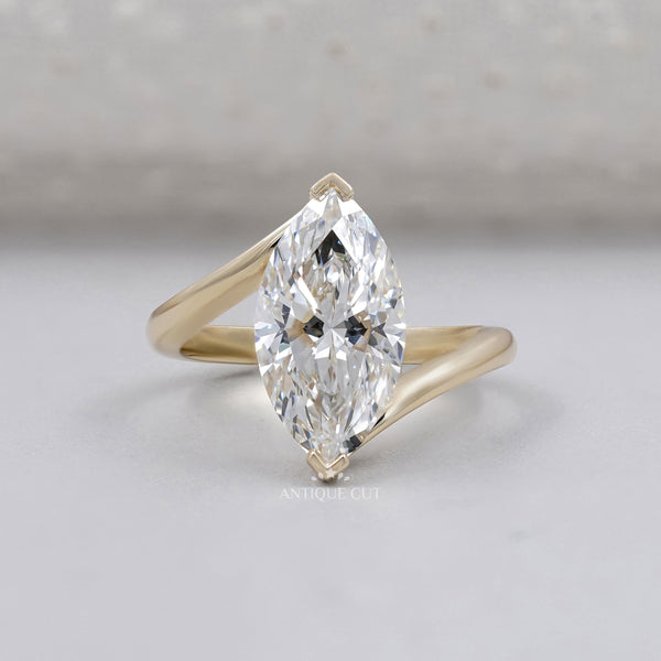 Bypass Setting Marquise Cut Engagement Ring