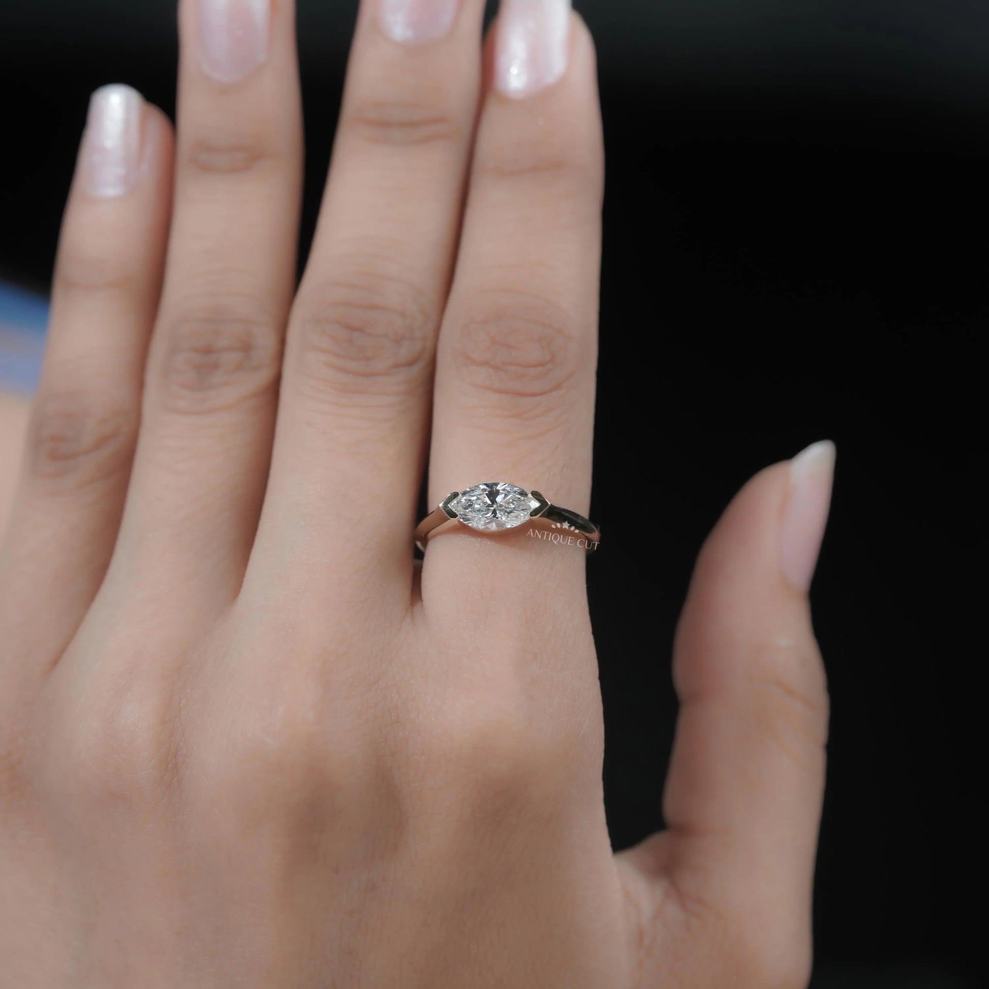 Luxury marquise cut diamond ring by Antiquecut