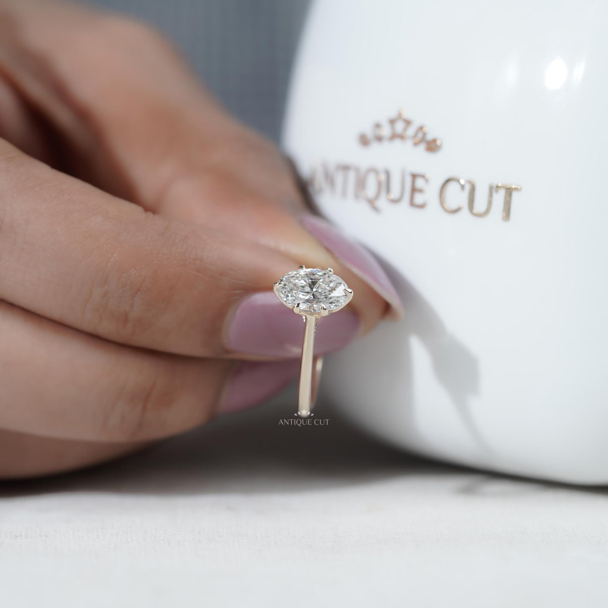 Luxury oval cut diamond proposal ring by Antiquecut